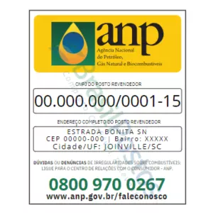 ANP - Placa Adesiva CNPJ e Endereço