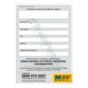 ANP - Placa de Identificação | Quadro de Aviso