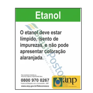 ANP - Placa Adesiva Aviso Etanol
