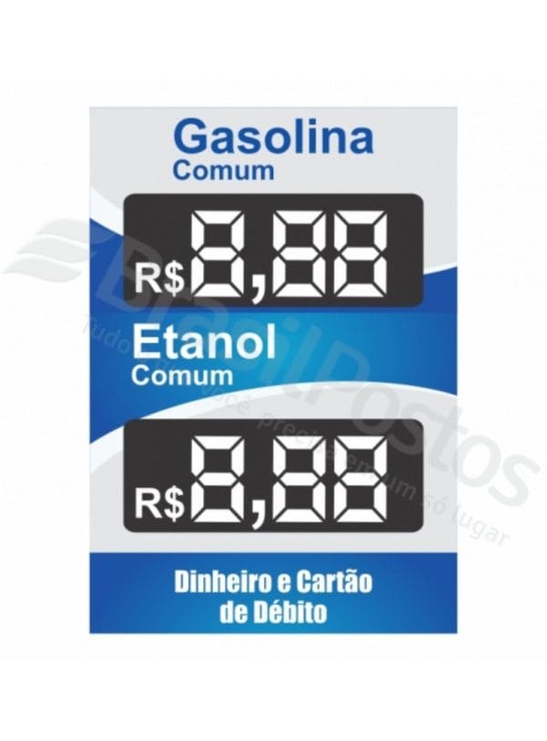 Lona de Galhardete Preço Gasolina Comum e Etanol Comum