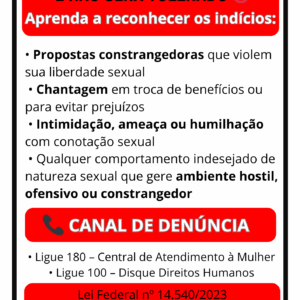 Sinalização- Placa Adesiva de prevenção contra assédio sexual